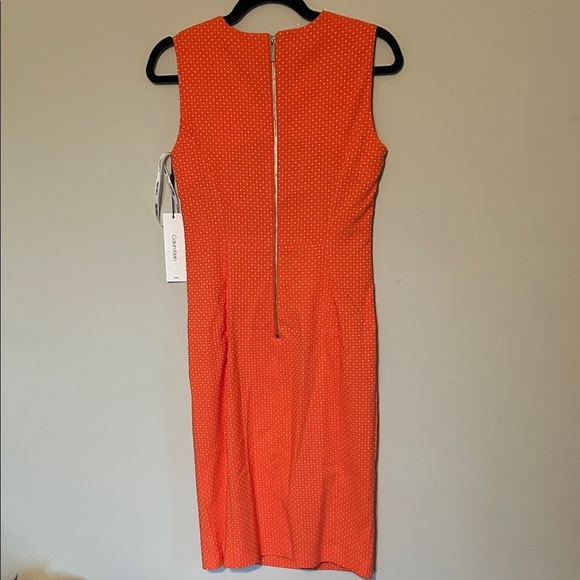 Calvin Klein Orange Polka Dot Midi Dress - Picture 4 of 4